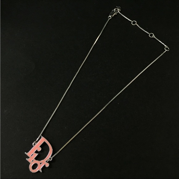 AUTH Christian Dior CD Logo Silver Plated Necklace - Picture 1 of 7